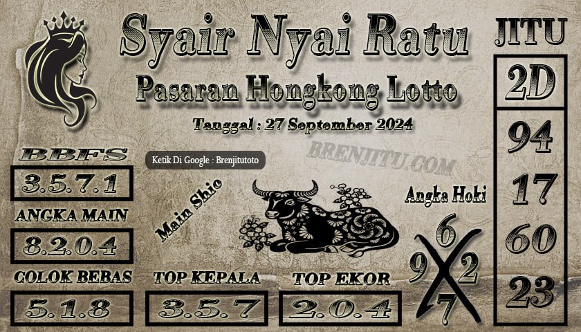 Syair Togel Hongkong LOTTO Brenjitu Tanggal 27 September 2024