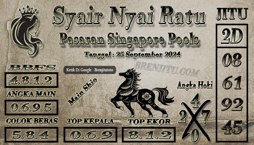 Syair Togel Singapore POOLS Brenjitu Tanggal 25 September 2024