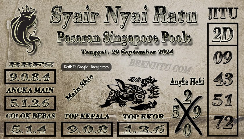 Syair Togel Singapore POOLS Brenjitu Tanggal 29 September 2024