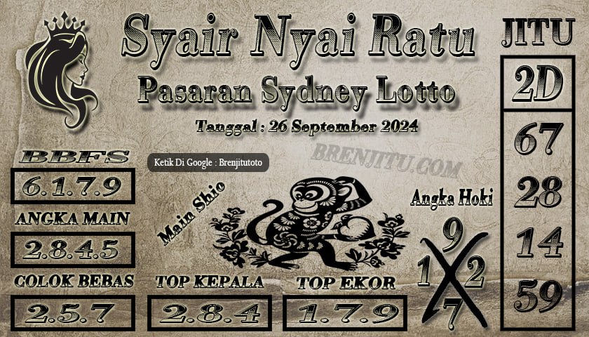 Syair Togel Sydney LOTTO Brenjitu Tanggal 26 September 2024