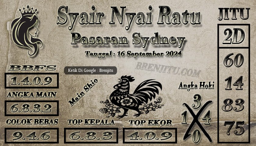 Syair Togel Sydney Brenjitu Tanggal 16 September 2024