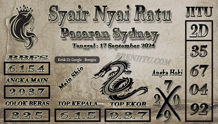 Syair Togel Sydney Brenjitu Tanggal 17 September 2024