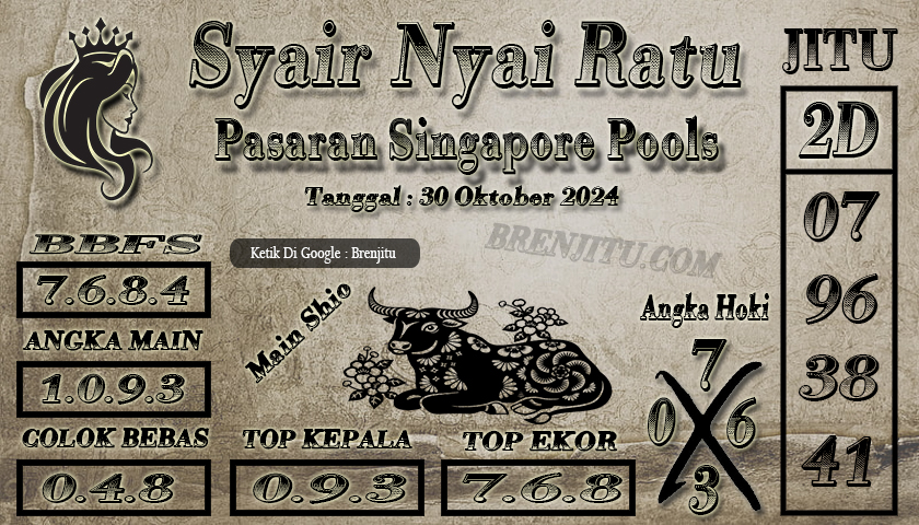 Syair Togel Singapore POOLS Brenjitu Tanggal 30 Oktober 2024