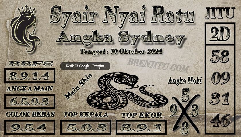 Syair Togel Sydney LOTTO Brenjitu Tanggal 30 Oktober 2024