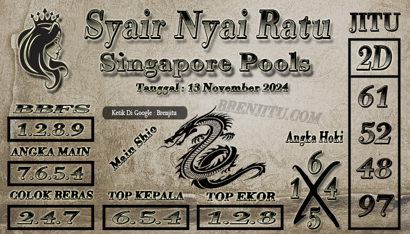 Syair Togel Singapore POOLS Brenjitu Tanggal 13 November 2024