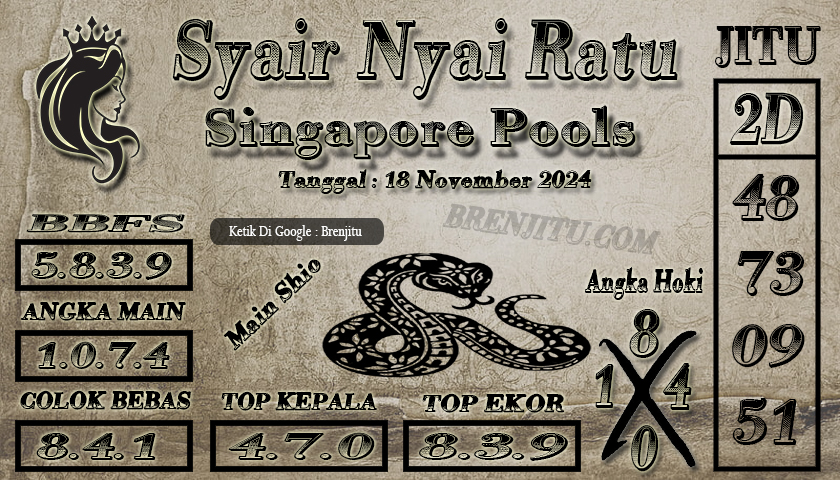 Syair Togel Singapore POOLS Brenjitu Tanggal 18 November 2024