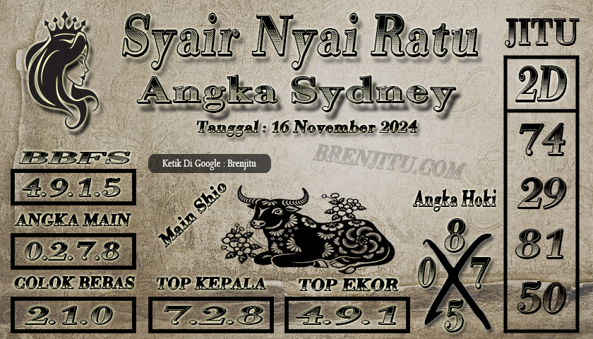 Syair Togel Sydney LOTTO Brenjitu Tanggal 16 November 2024