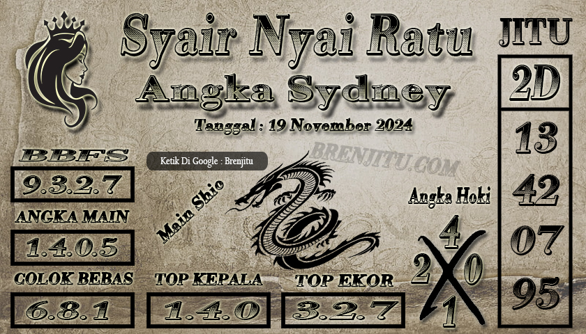 Syair Togel Sydney LOTTO Brenjitu Tanggal 19 November 2024