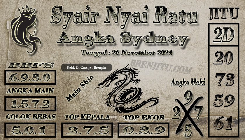 Syair Togel Sydney LOTTO Brenjitu Tanggal 26 November 2024