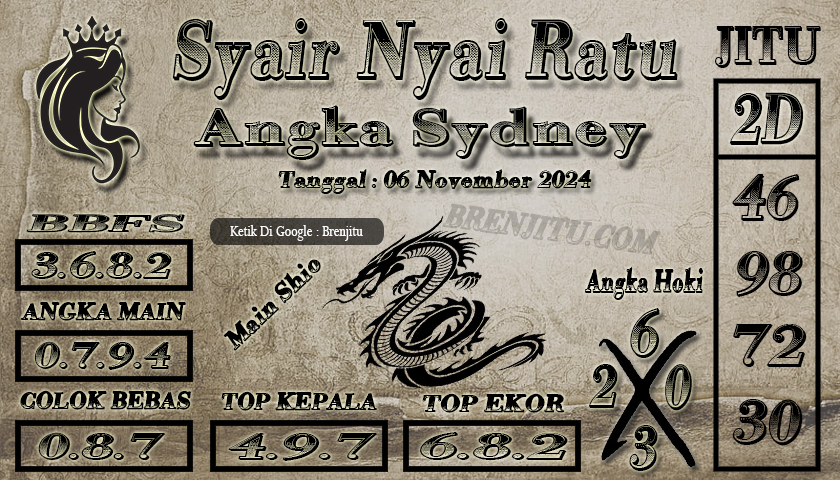 Syair Togel Sydney LOTTO Brenjitu Tanggal 06 November 2024